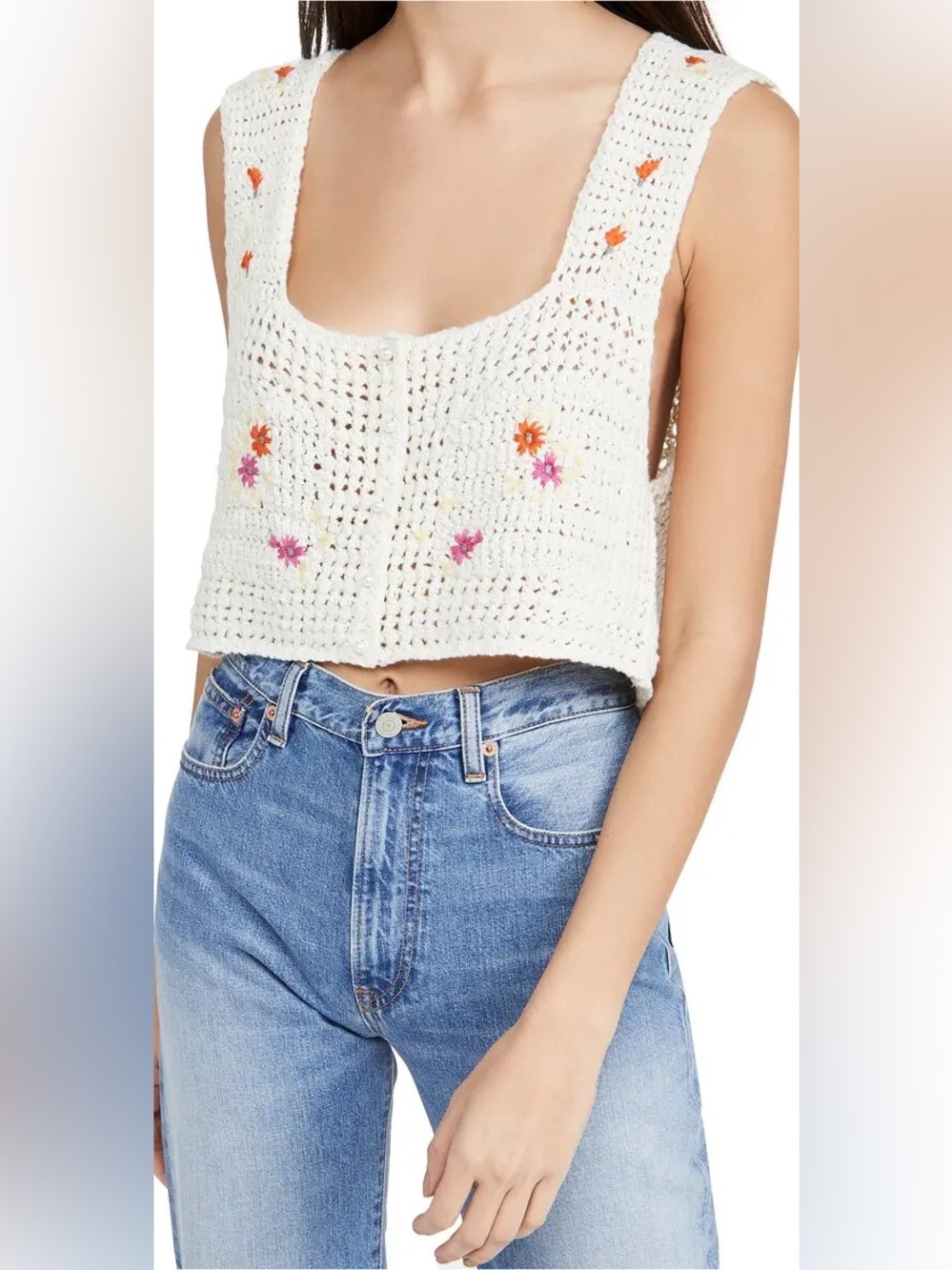 Free people whiled flower Crocheted Floral Embroidered Tank Top